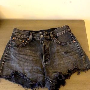 Black denim high waisted shorts